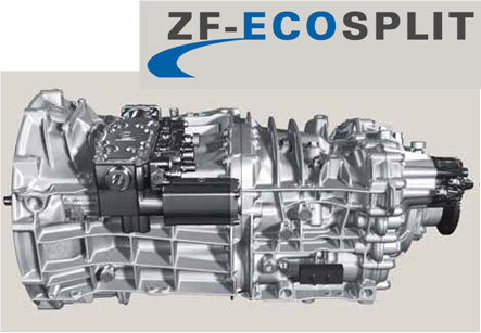 Az Ecosplit szinkronváltó széles forgatónyomaték-tartománnyal tizenkét vagy tizenhat fokozattal érhető el.